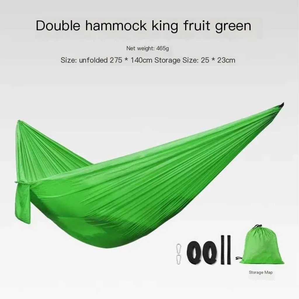 Hammock Double Outdoor Single Hammock Anti-Rollover Outdoor Portable Camping Hanging Chair Double Parachute Cloth Hammock Hammock Outdoor(Green)