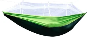 Hammock Double Quick-Open Mosquito Net Hammock Outdoor Anti-Rollover Single and Double Outdoor Camping Anti-Mosquito Hammock Outdoor(Green)