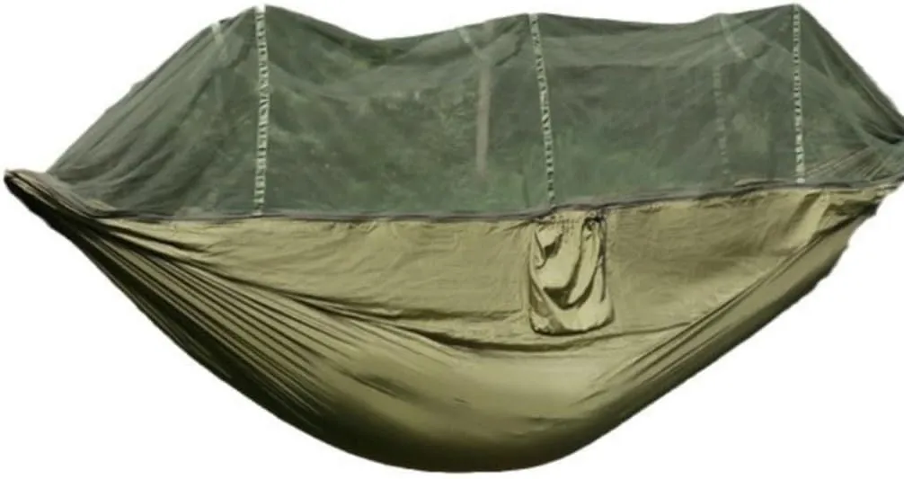Hammock Double Quick-Open Mosquito Net Hammock Outdoor Anti-Rollover Single and Double Outdoor Camping Anti-Mosquito Hammock Outdoor(Green)