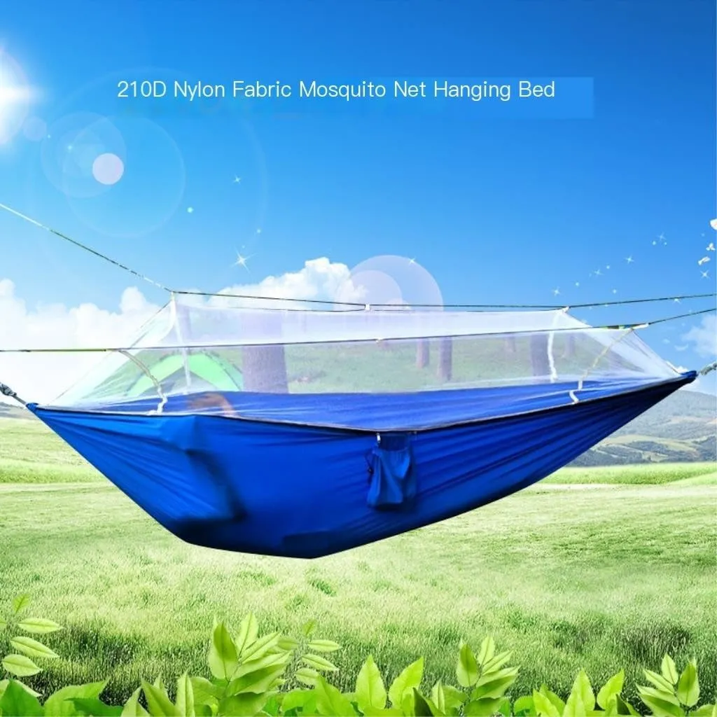 Hammock Double Quick-Open Mosquito Net Hammock Outdoor Anti-Rollover Single and Double Outdoor Camping Anti-Mosquito Hammock Outdoor(Green)