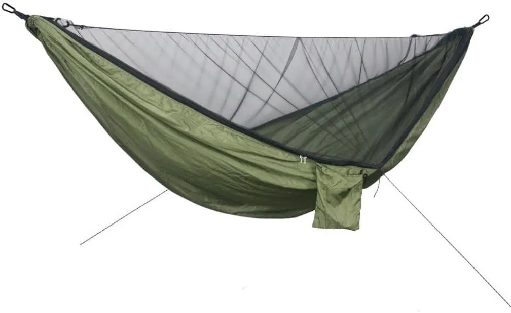 Hammock Double Quick-Release Hammock with Mosquito Net Hanging Sheet Double Parachute Cloth Anti-Rollover Camping Hammock Hammock Outdoor(F)