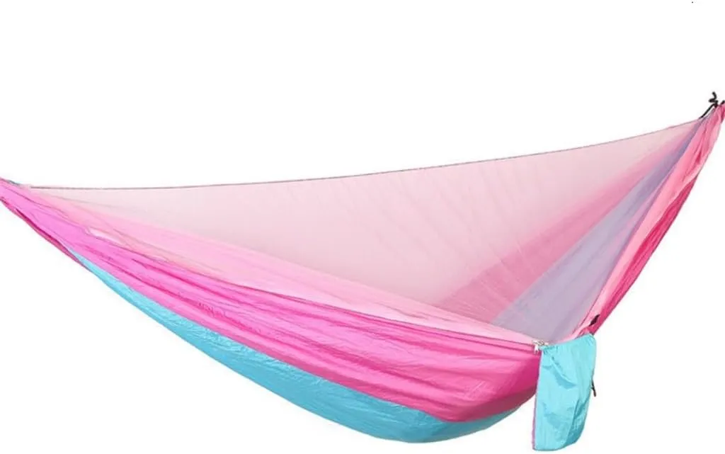 Hammock Double Quick-Release Hammock with Mosquito Net Hanging Sheet Double Parachute Cloth Anti-Rollover Camping Hammock Hammock Outdoor(F)