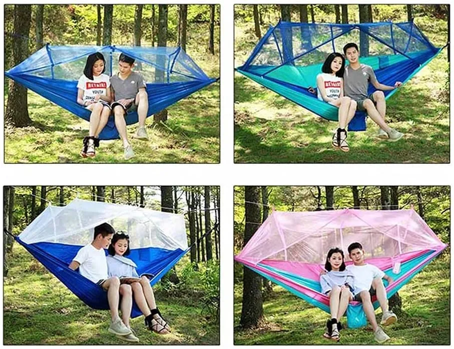 Hammock Handmade 1-2 Person Portable Outdoor Camping Hammock with Mosquito Net High Strength Parachute Fabric Hanging Bed Hunting Sleeping Swing Swing, Green