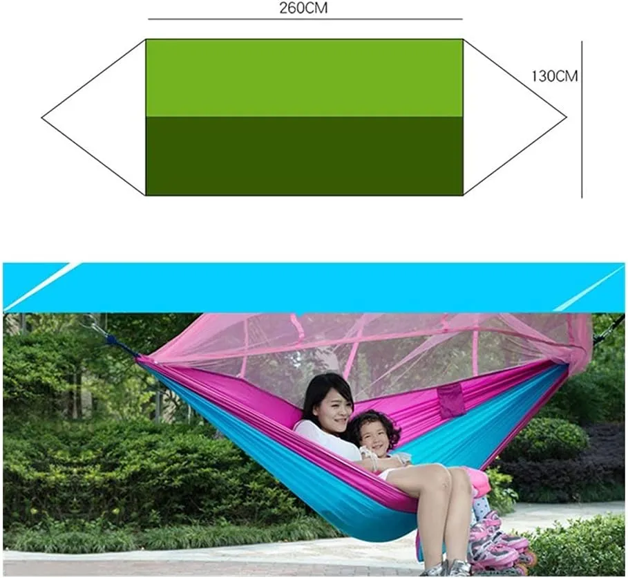 Hammock Handmade 1-2 Person Portable Outdoor Camping Hammock with Mosquito Net High Strength Parachute Fabric Hanging Bed Hunting Sleeping Swing Swing, Green
