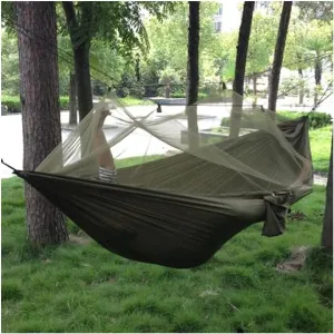 Hammock Handmade 1-2 Person Portable Outdoor Camping Hammock with Mosquito Net High Strength Parachute Fabric Hanging Bed Hunting Sleeping Swing Swing, Green