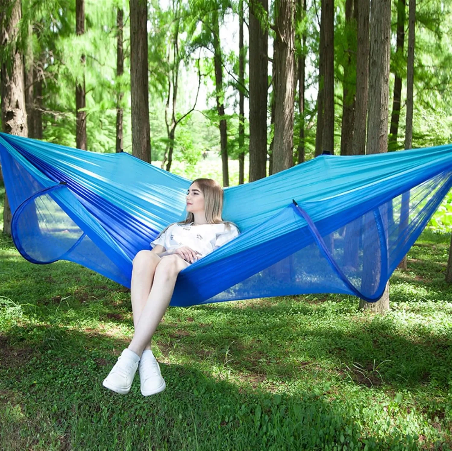 Hammock Portable Hammocks with Mosquito Net 290x140 Cm Lightweight Nylon Parachute Hammock for Travel Portable Hammock