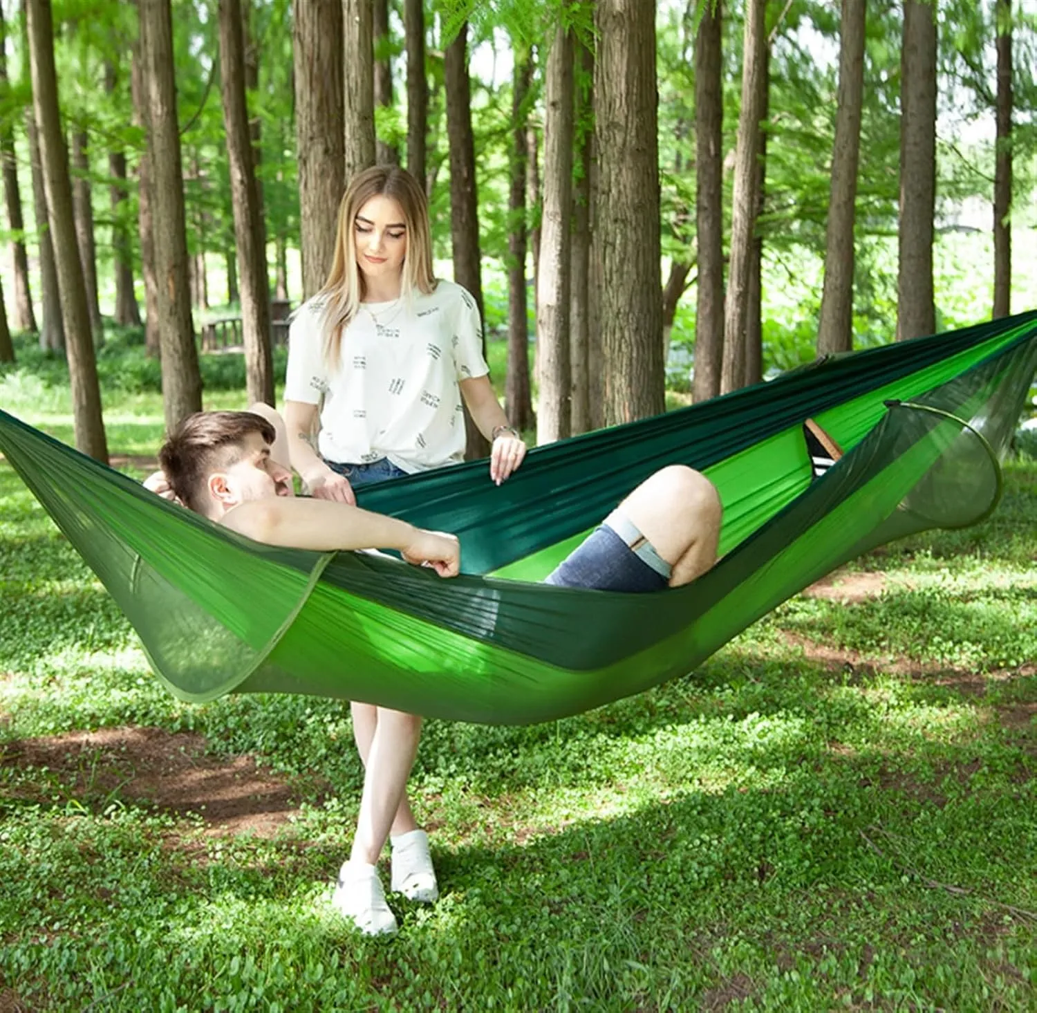 Hammock Portable Hammocks with Mosquito Net 290x140 Cm Lightweight Nylon Parachute Hammock for Travel Portable Hammock