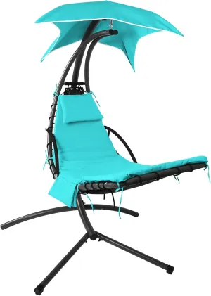 Hammock Umbrella-Lounge Chair Swing Cushion Cover Outside, Machine Washable -Waterproof-Breathable Hanging Chaise Lounge Outdoor Cushions Covers and Umbrella (Cushion Not Included), Blue