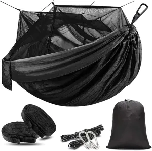Hammock with Mosquito Net, Portable Travel Hammock, Outdoor Camping Hammock 200kg Load Capacity for Camping Hiking Backpacking,Black