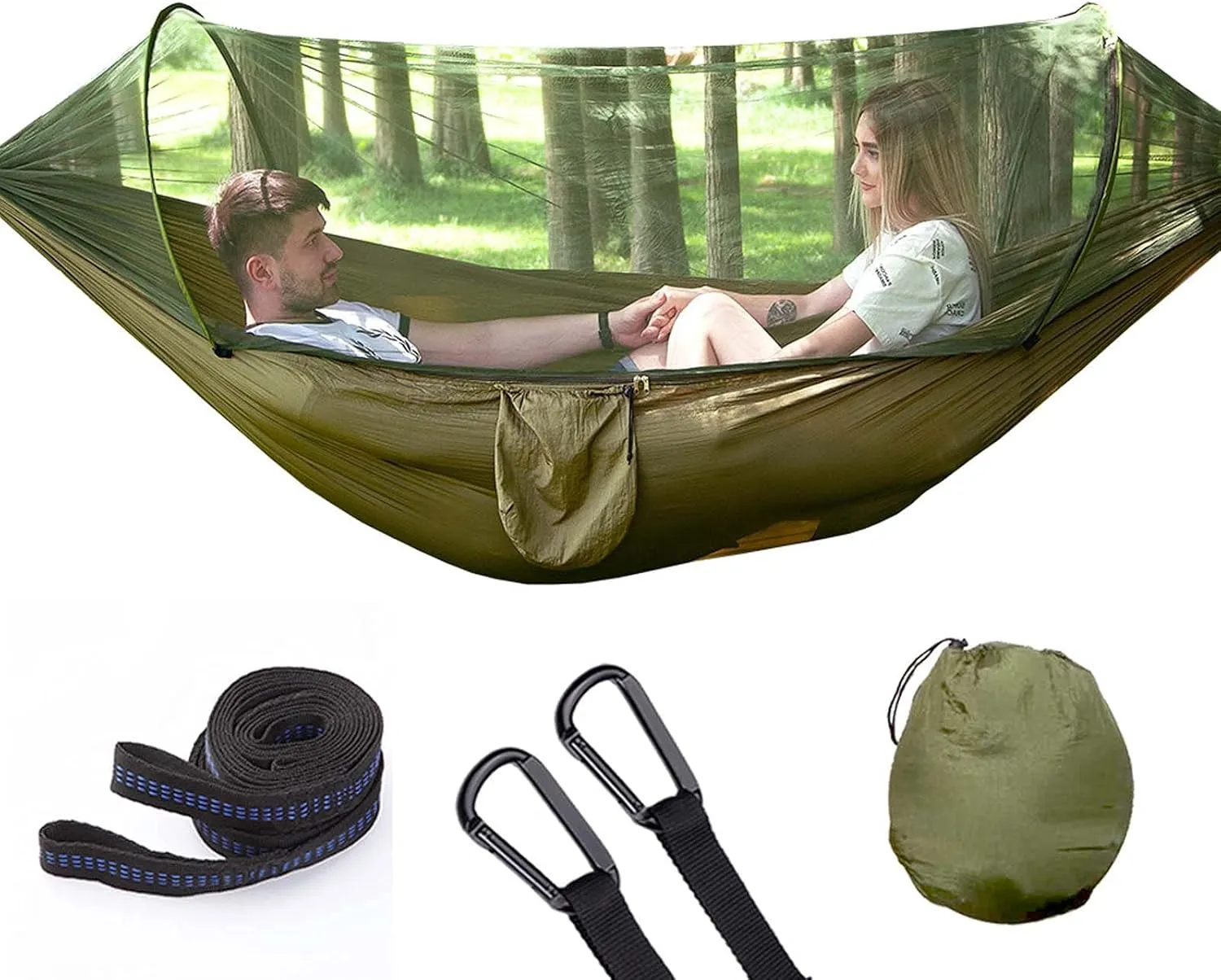 Hammocks for Trees, Camping Hammocks with Netting, Quick Dry Hammock, Double Hammock Swing Chair Outdoor with Tree Hooks, for Beach, Backyard, Patio