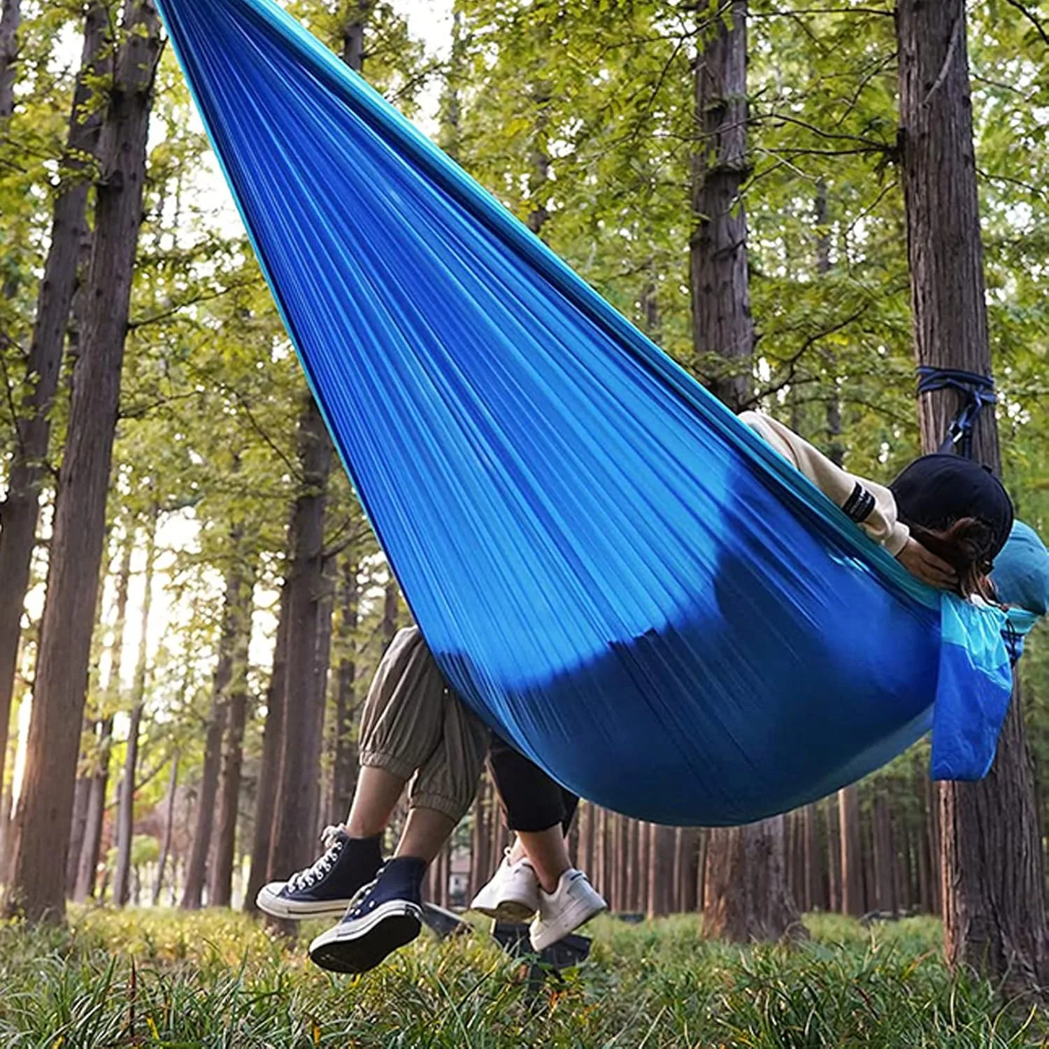 Hammocks Hammock Double Camping Hammock with Tree Strap Lightweight Portable 210T Nylon Hammock Swing Chair for Outdoor Hiking Travel Outdoor Hammock