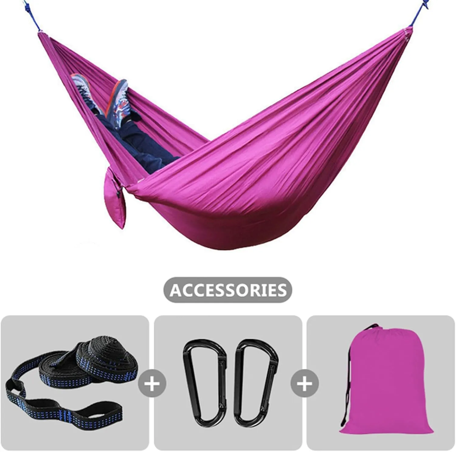 Hammocks Hammock Double Camping Hammock with Tree Strap Lightweight Portable 210T Nylon Hammock Swing Chair for Outdoor Hiking Travel Outdoor Hammock
