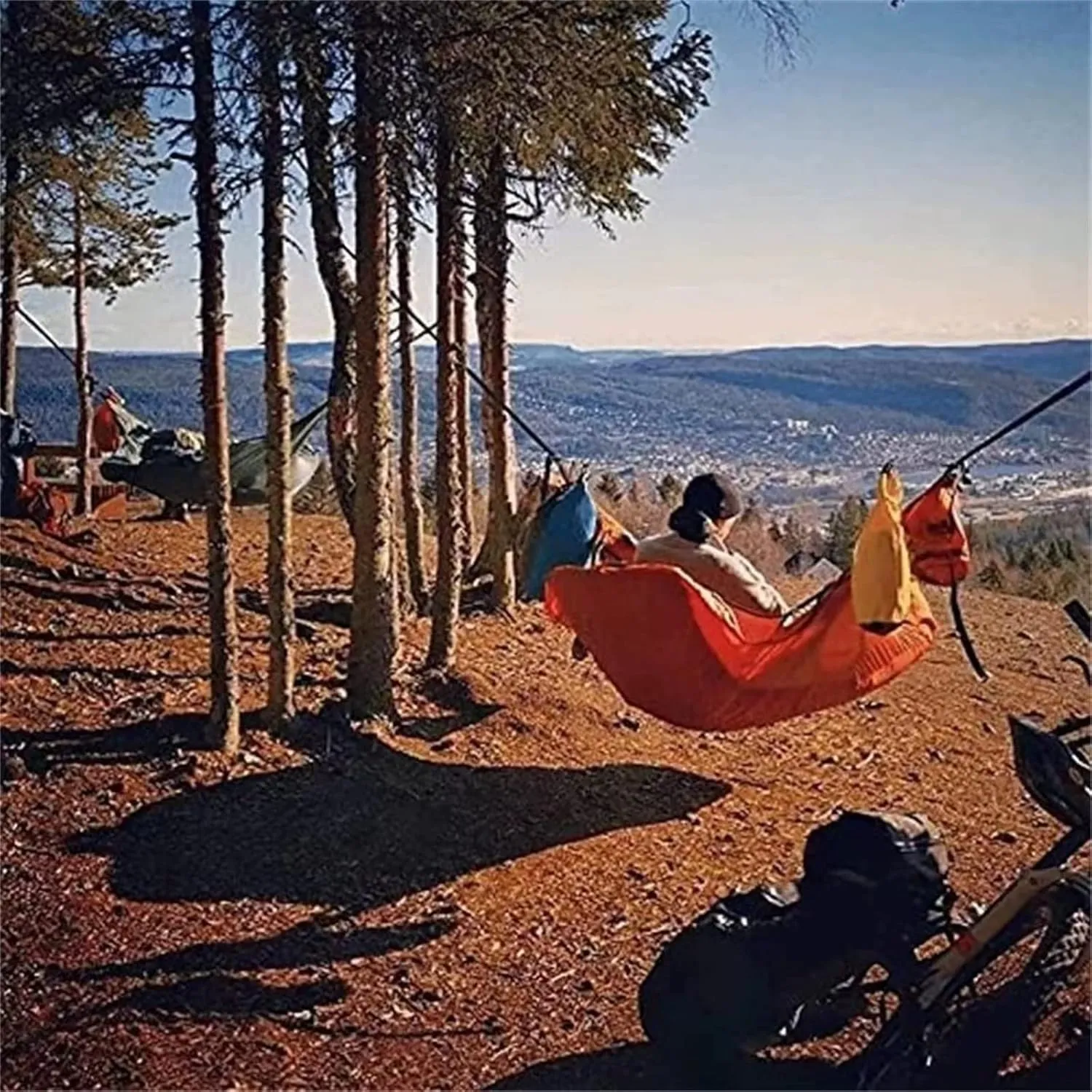 Hammocks,Hammock Tent Portable Triangle Hammock Anti-Mosquito Sunshade Tear-Proof Camping Hammock (One Person)(Color:red,Size:one Size)