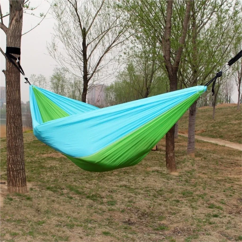 Hamock Outdoor Single Double Parachute Cloth Hammock Outdoor Light Breathable Swing Chair Portable Camping Hammock Hanmock(Yellow)
