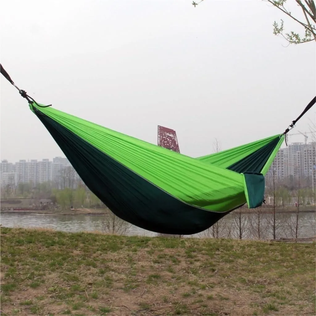 Hamock Outdoor Single Double Parachute Cloth Hammock Outdoor Light Breathable Swing Chair Portable Camping Hammock Hanmock(Yellow)