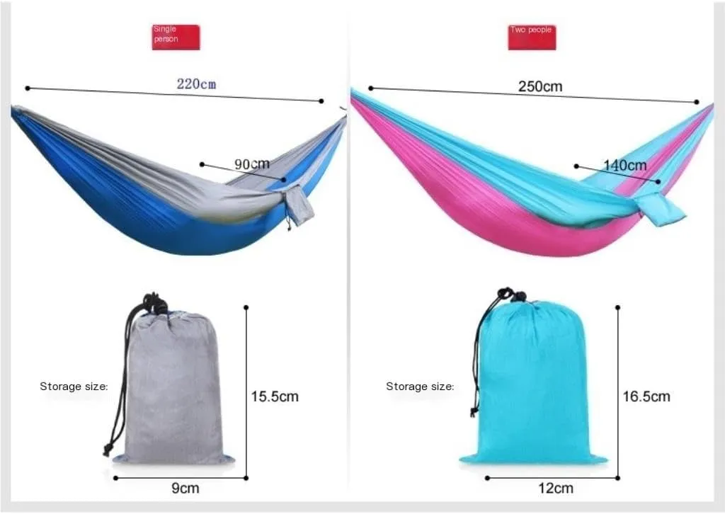 Hamock Outdoor Single Double Parachute Cloth Hammock Outdoor Light Breathable Swing Chair Portable Camping Hammock Hanmock(Yellow)