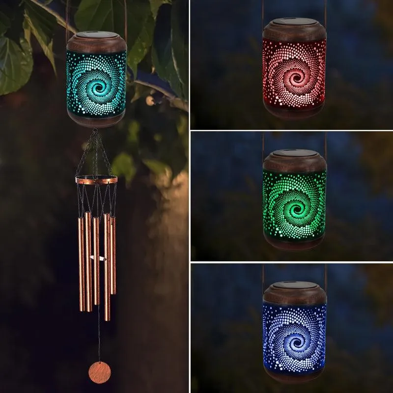 Hanging Solar Lantern And Wind Chime Set