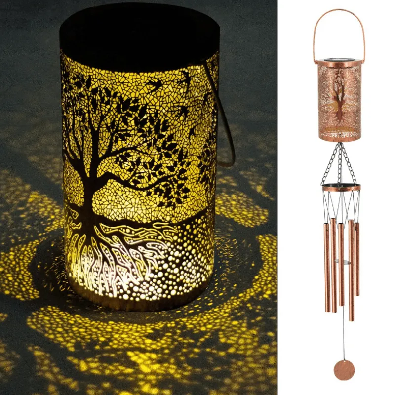 Hanging Solar Lantern And Wind Chime Set
