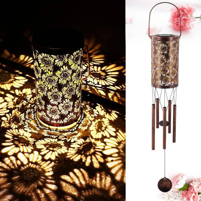 Hanging Solar Lantern And Wind Chime Set