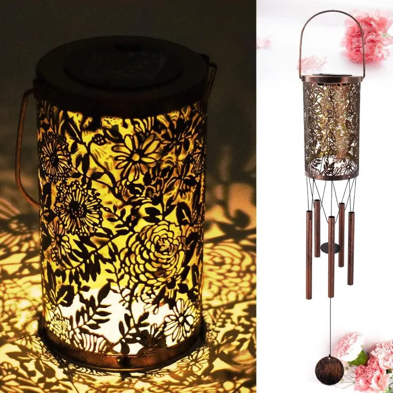 Hanging Solar Lantern And Wind Chime Set