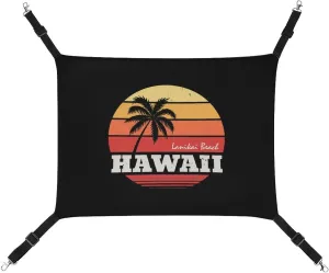 Hawaii Beach Palm Tree Hanging Cat Bed Soft Breathable Pet Hammock for Cage Pet Sleeper for Kitten Ferret Puppy Rabbit