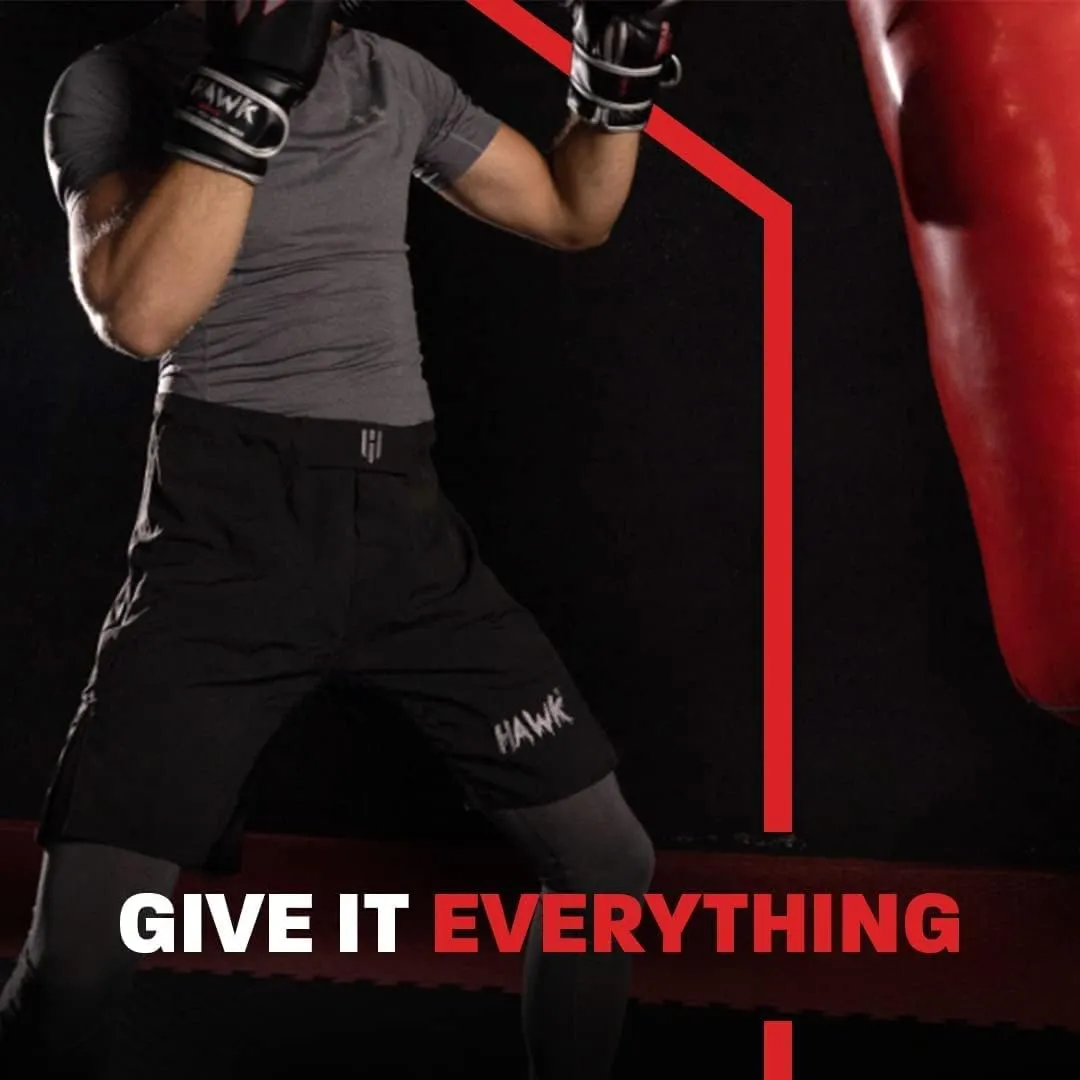 Hawk Sports Athletic Shorts for Men and Women, No Gi MMA Shorts for Boxing, Kickboxing, Jiu Jitsu, Muay Thai, and Wrestling.