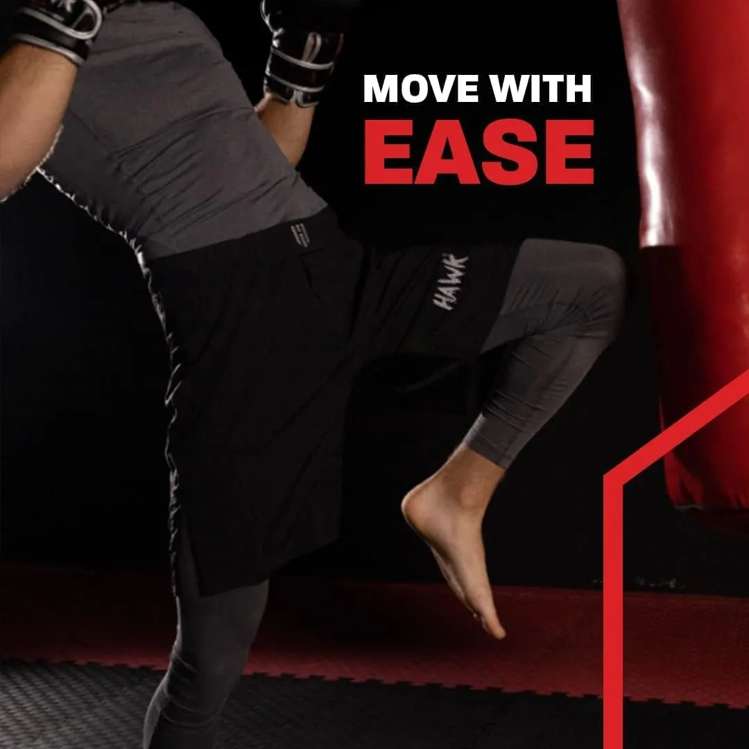 Hawk Sports Athletic Shorts for Men and Women, No Gi MMA Shorts for Boxing, Kickboxing, Jiu Jitsu, Muay Thai, and Wrestling.