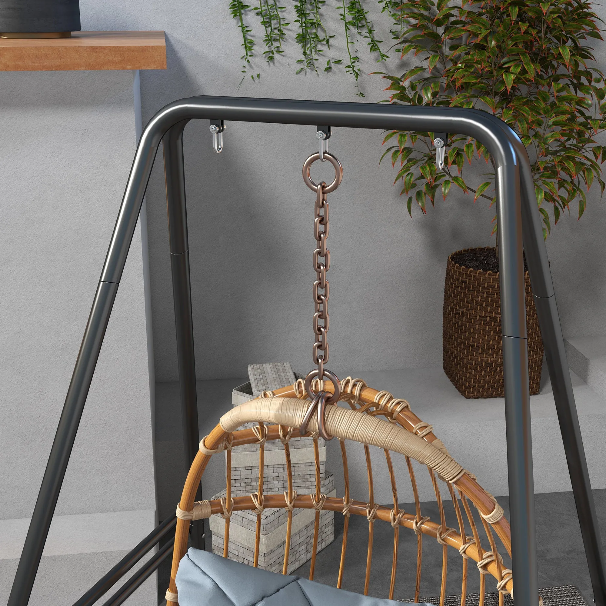 Heavy Duty A-Shaped Hammock Chair Stand for Indoor/Outdoor Use, Max 330 lbs, Black