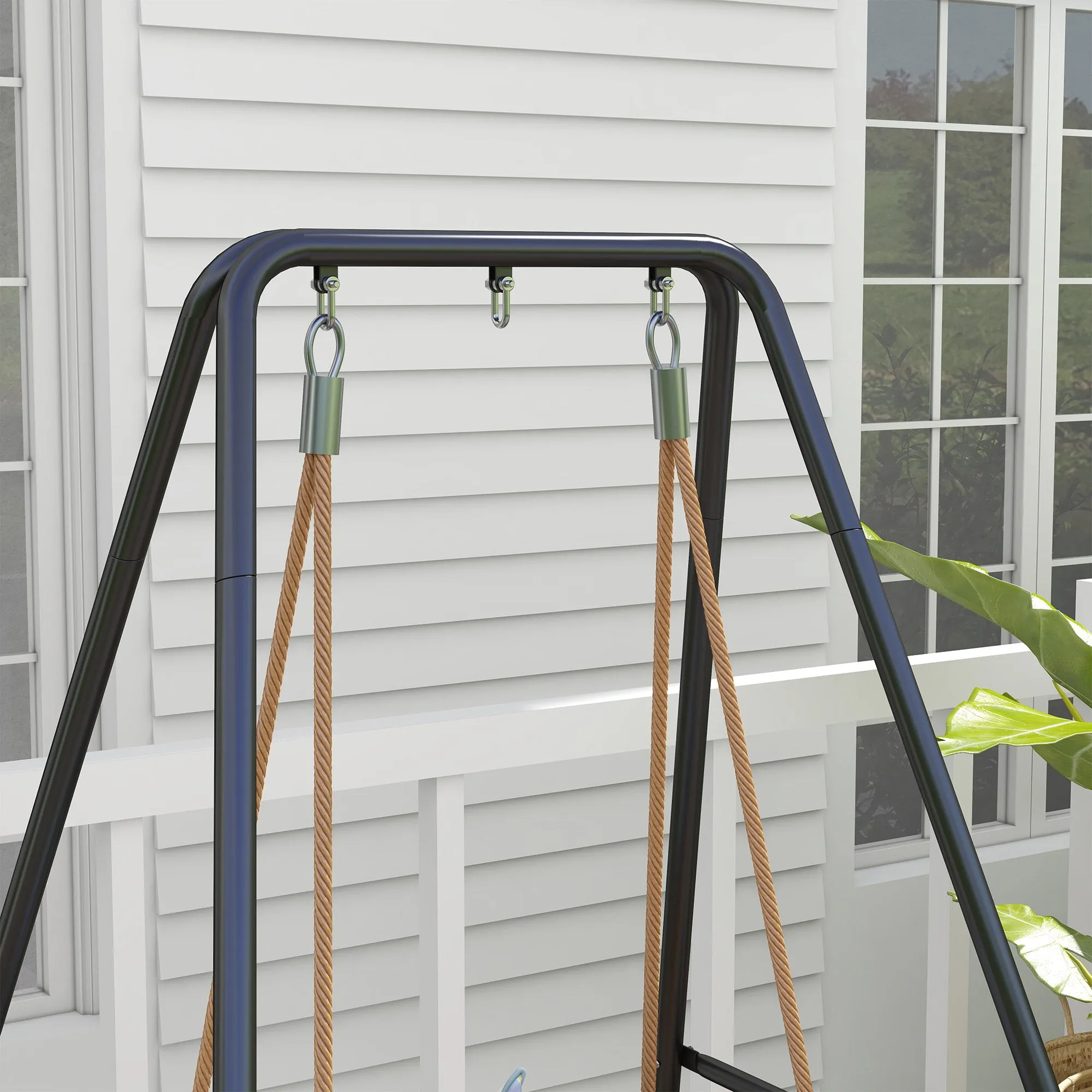Heavy Duty A-Shaped Hammock Chair Stand for Indoor/Outdoor Use, Max 330 lbs, Black