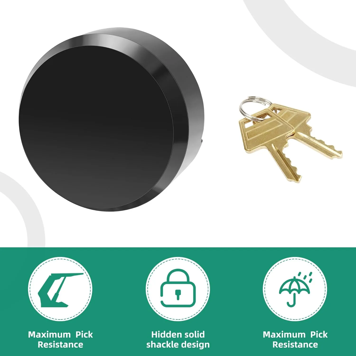 Heavy Duty Hidden Shackle Lock, Hidden Shackle Padlocks Keyed Alike Trailer Puck Padlocks with Enlarged Lock for Vans, 4 Pieces Black