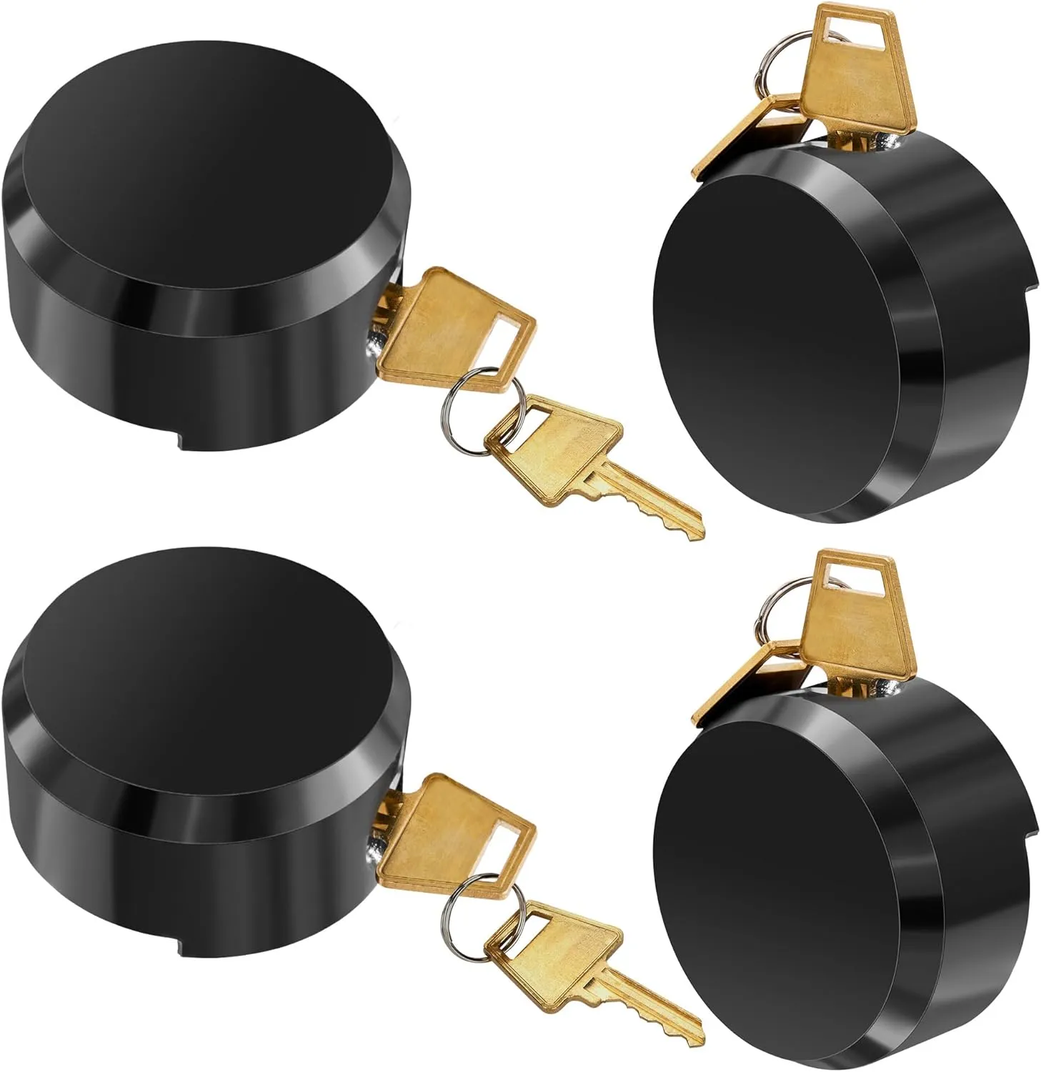 Heavy Duty Hidden Shackle Lock, Hidden Shackle Padlocks Keyed Alike Trailer Puck Padlocks with Enlarged Lock for Vans, 4 Pieces Black