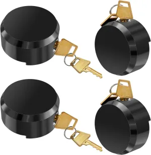 Heavy Duty Hidden Shackle Lock, Hidden Shackle Padlocks Keyed Alike Trailer Puck Padlocks with Enlarged Lock for Vans, 4 Pieces Black