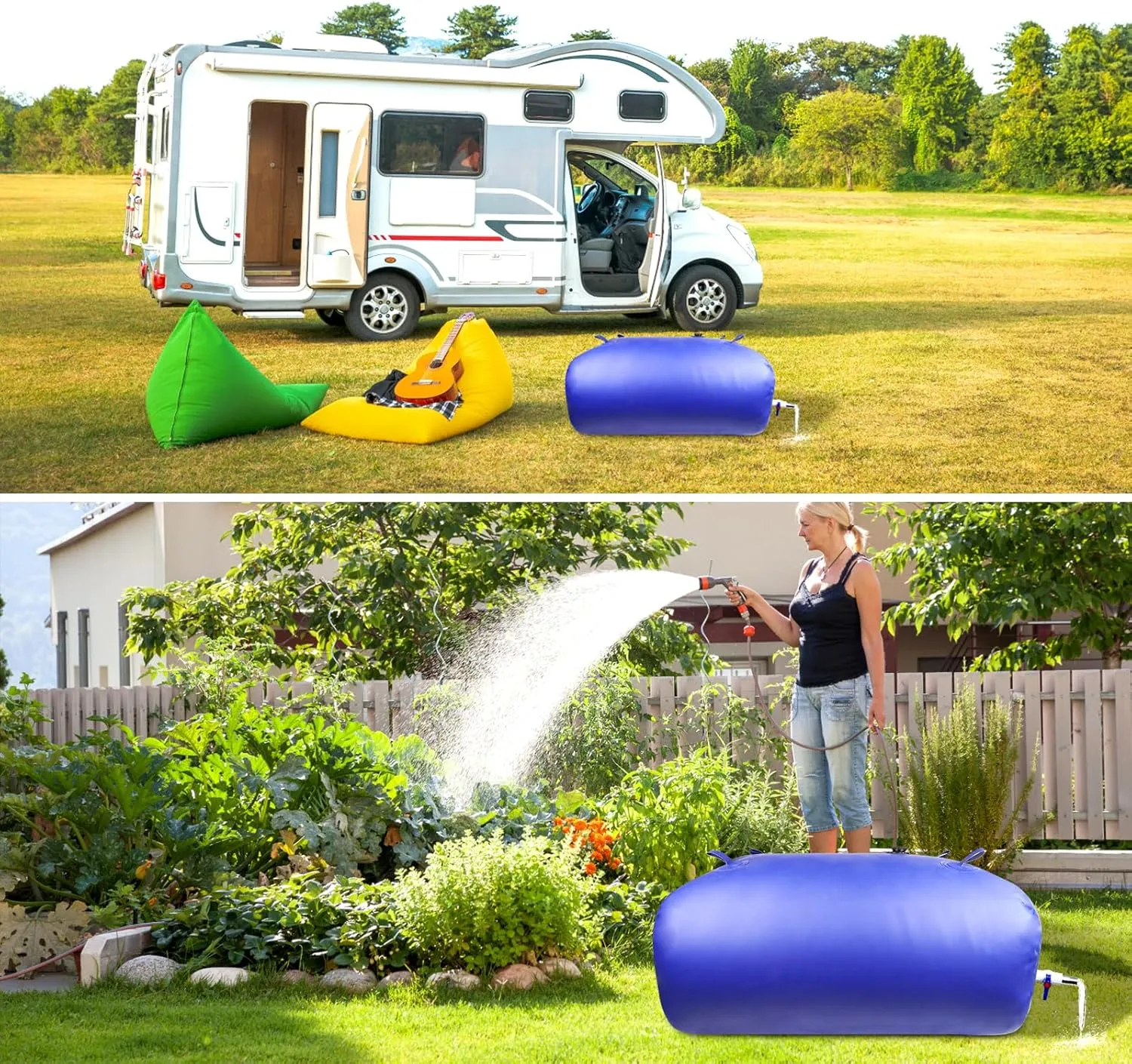 Heavy-Duty Water Storage Bladder - 142Gal/540L with Stainless Steel Fittings, Leak-Proof & Durable Cistern – Portable Tank for Emergency, Farming, Camping, and RV Use