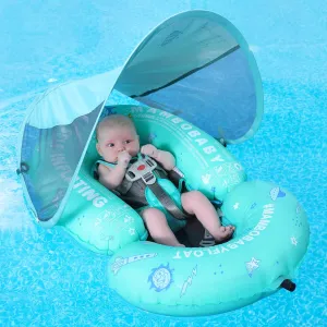 HECCEI Mambobaby Baby Pool Floats Hammock with Canopy - Portable Swimming Floating Toys Self-Inflating Water Hammock Pool Raft Floatie Lounger for Baby Summer Lake Beach UPF50 , Green