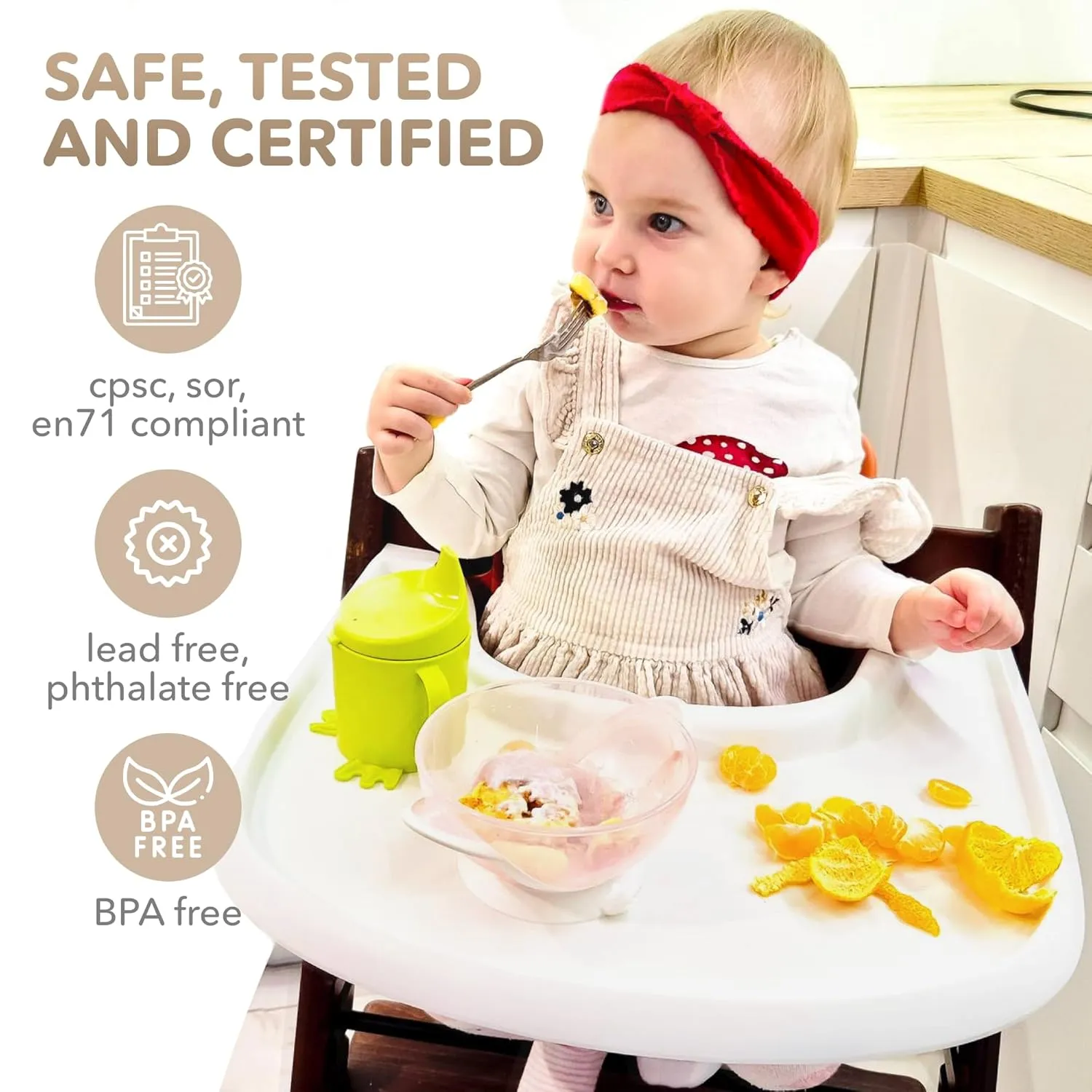 High Chair Tray Compatible with Stokke Trip Trap Chair, Matte White - Ergonomic Curved Design - BPA-Free, Easy to Assemble