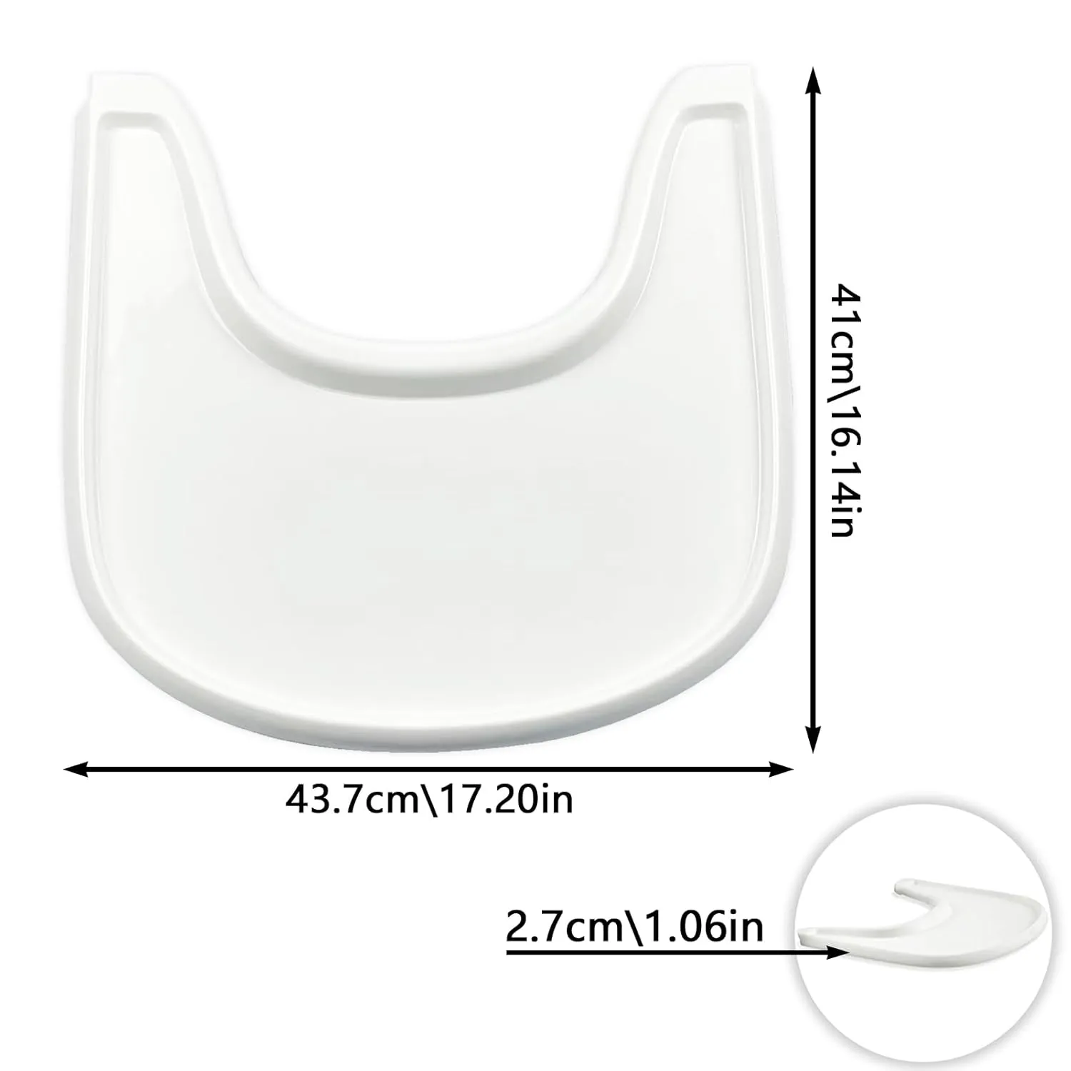 High Chair Tray Compatible with Stokke Tripp Trapp Chair with Smooth Surface and Strong Suction - Made from Food Safe Plastic (BPA BPS BPF Lead and Phthalate Free) - White