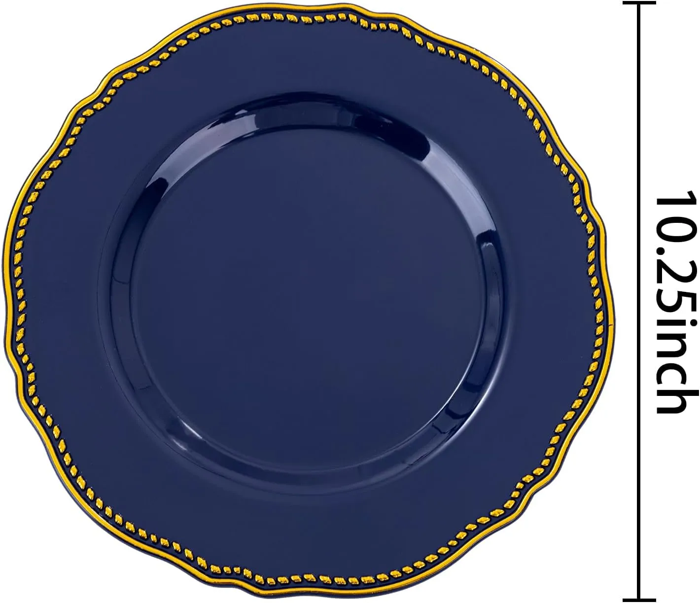 Hioasis 60pcs Blue plastic plates - Blue and Gold Disposable Plates, 10.25 inch Plastic Dessert Plates, Perfect for Wedding & Party & Holiday & Father's Day