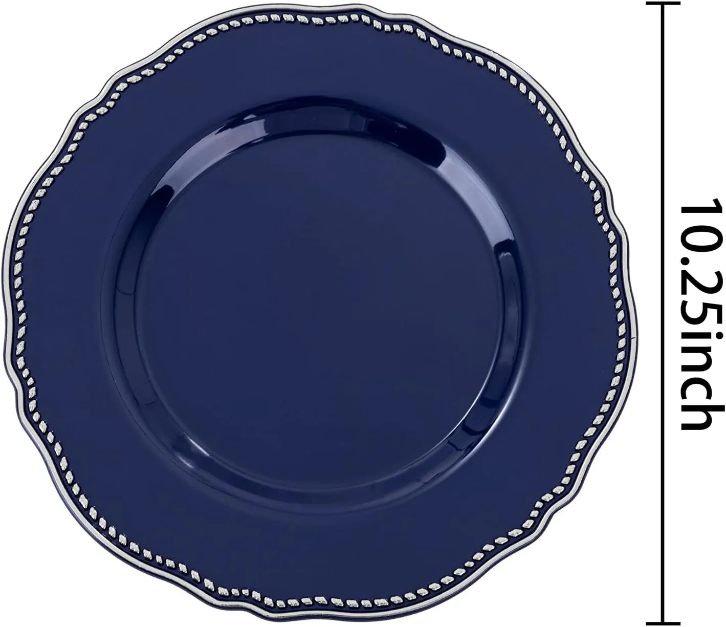 Hioasis 60pcs Blue plastic plates - Blue and Silver Disposable Plates, 10.25 inch Plastic Dinner Plates, Perfect for Wedding & Party & Holiday & Father's Day