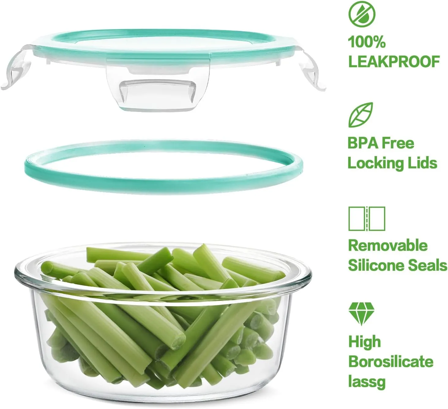 HOMBERKING 24pc Glass Food Storage Containers with Lids, Glass Meal Prep Containers, Airtight Glass Bento Boxes, BPA Free & Leak Proof, Pantry Kitchen Storage(12 lids & 12 Containers) - Blue