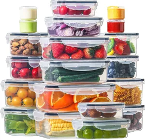 HOMBERKING 40 Pieces Food Storage Containers Set with Snap Lids (20 Lids   20 Containers), Plastic Containers, BPA-Free Lunch Container Bento Box for Home, Black