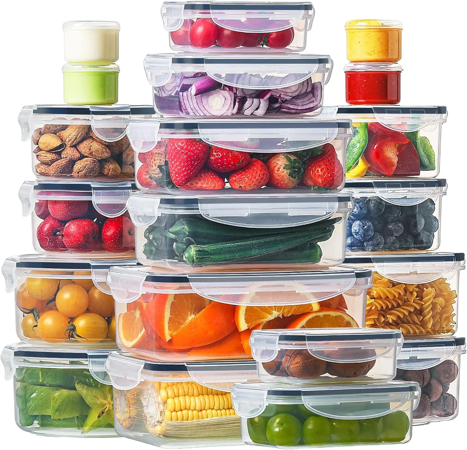 HOMBERKING 40 Pieces Food Storage Containers Set with Snap Lids (20 Lids   20 Containers), Plastic Containers, BPA-Free Lunch Container Bento Box for Home, Black