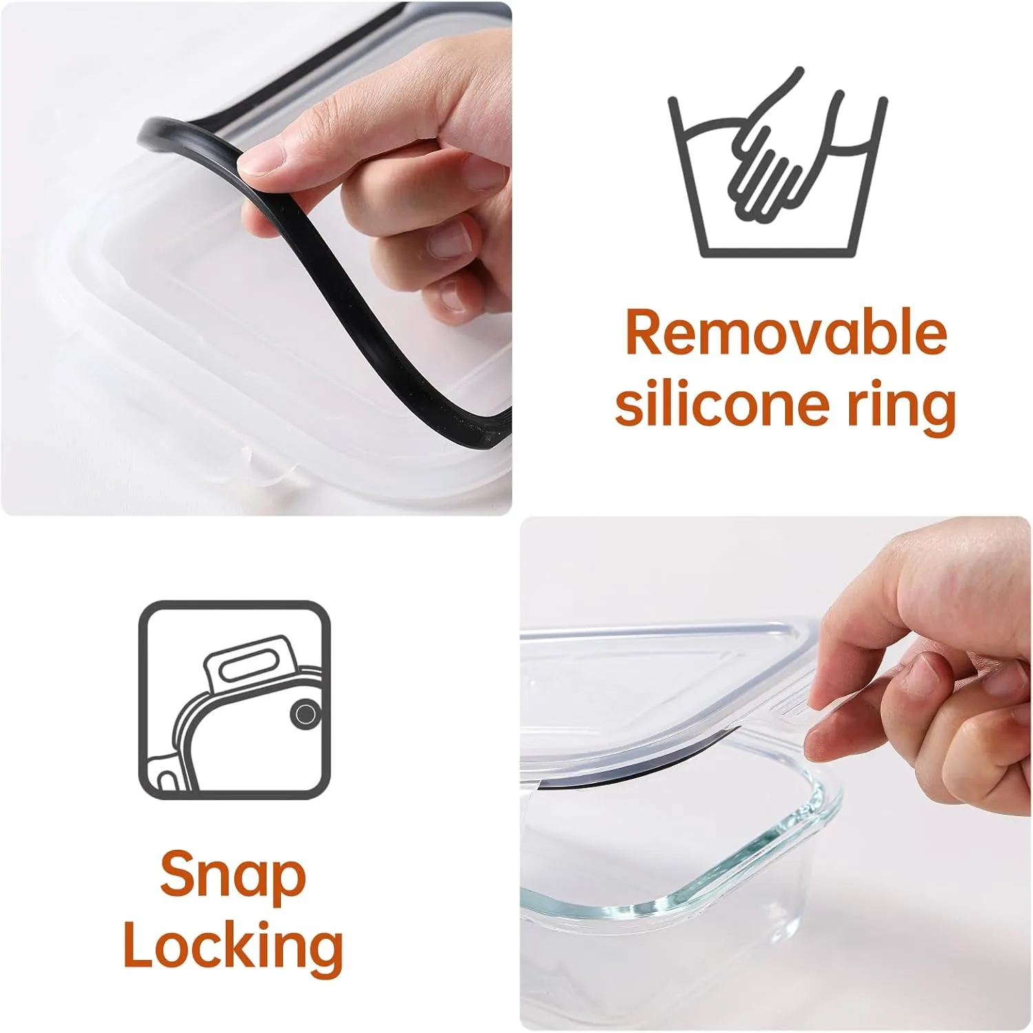 HOMBERKING 8 Pack Glass Food Storage Containers with Lids, Meal Prep Containers, Airtight Bento Boxes with Leak Proof Locking for Microwave, Oven, Freezer and Dishwasher, BPA Free, 5-35oz