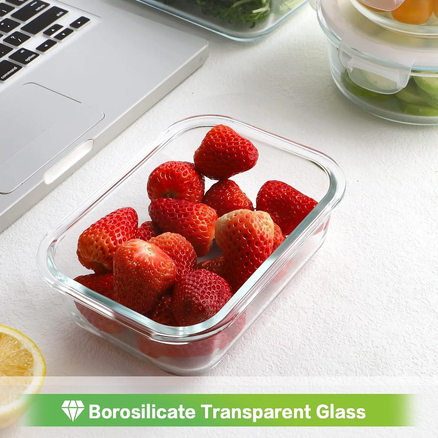HOMBERKING Glass Food Storage Containers with Lids, [18 Piece] Glass Meal Prep Containers, Airtight Glass Lunch Bento Boxes, BPA-Free & Leak Proof (9 lids & 9 Containers) - Deep Blue