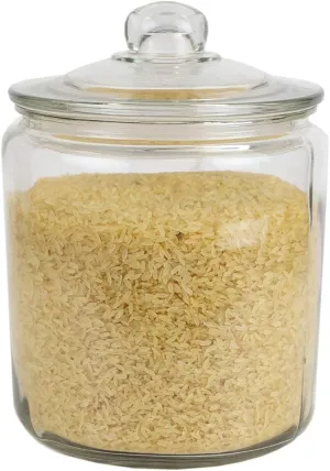 Home Basics Large Kno Renaissance Collection Glass Jar Round Container with Easy Grab Knob Handles (Clear) for Kitchen, Bathroom, Laundry, Craft, Office