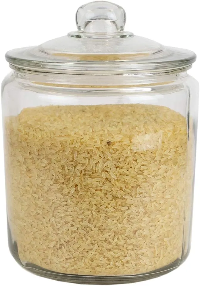 Home Basics Large Kno Renaissance Collection Glass Jar Round Container with Easy Grab Knob Handles (Clear) for Kitchen, Bathroom, Laundry, Craft, Office