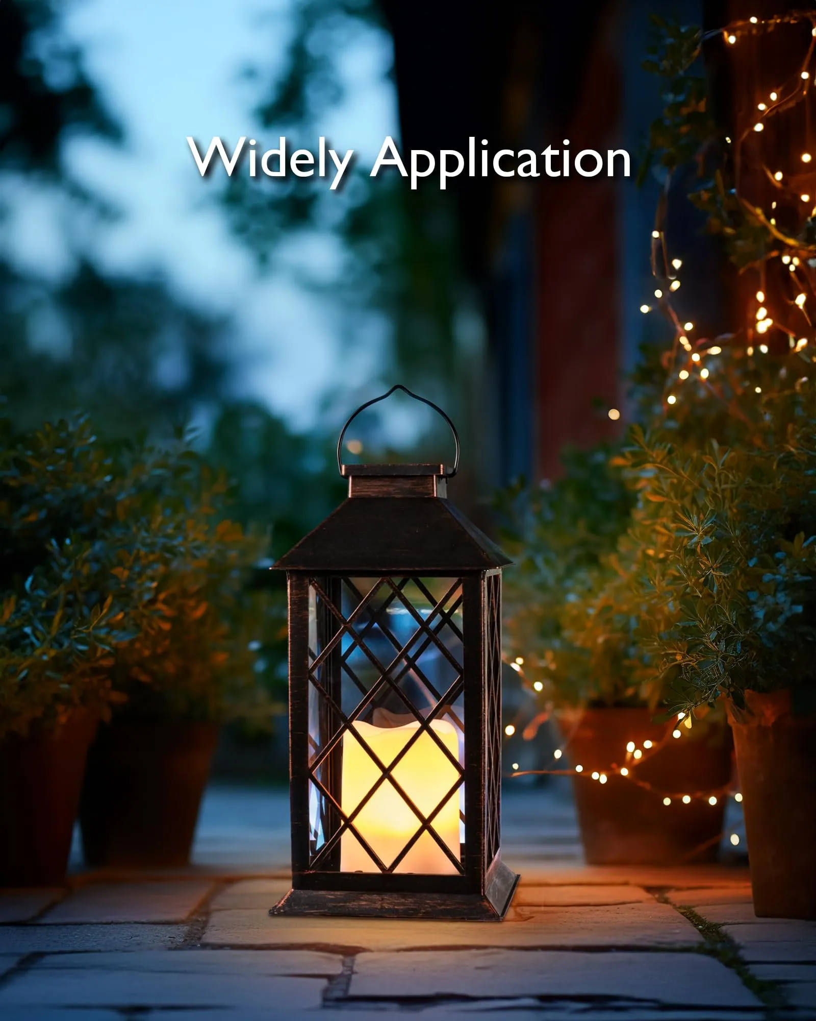 Homemory Solar Lanterns Outdoor Waterproof Hanging with Flickering Flameless Candles, 2 Pack 13'' Garden Outdoor Lantern Decorative for Patio Front Porch Backyard Balcony Cabin Outside(Antique Copper)