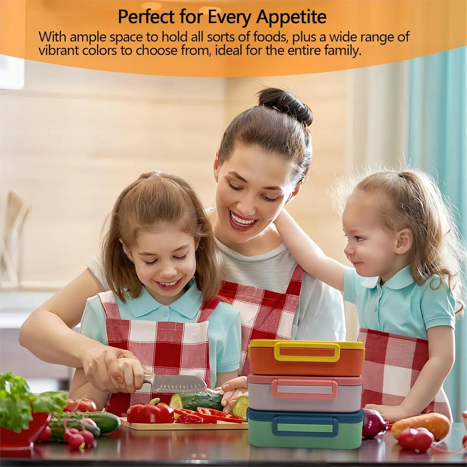 Homestockplus 1200ML Bento Box With Spoon & Fork, Wheat Straw Lunch Container for School, Office & Travel, BPA-Free Lunch Box, Lightweight and Easy Open On-the-Go Food Container for over 8 years old
