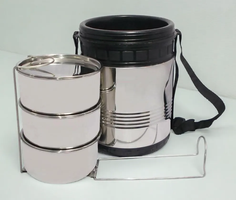 Hot Delight Box Combo Casserole with Handle & 3 Container Tiffin Lunchbox 1200ML