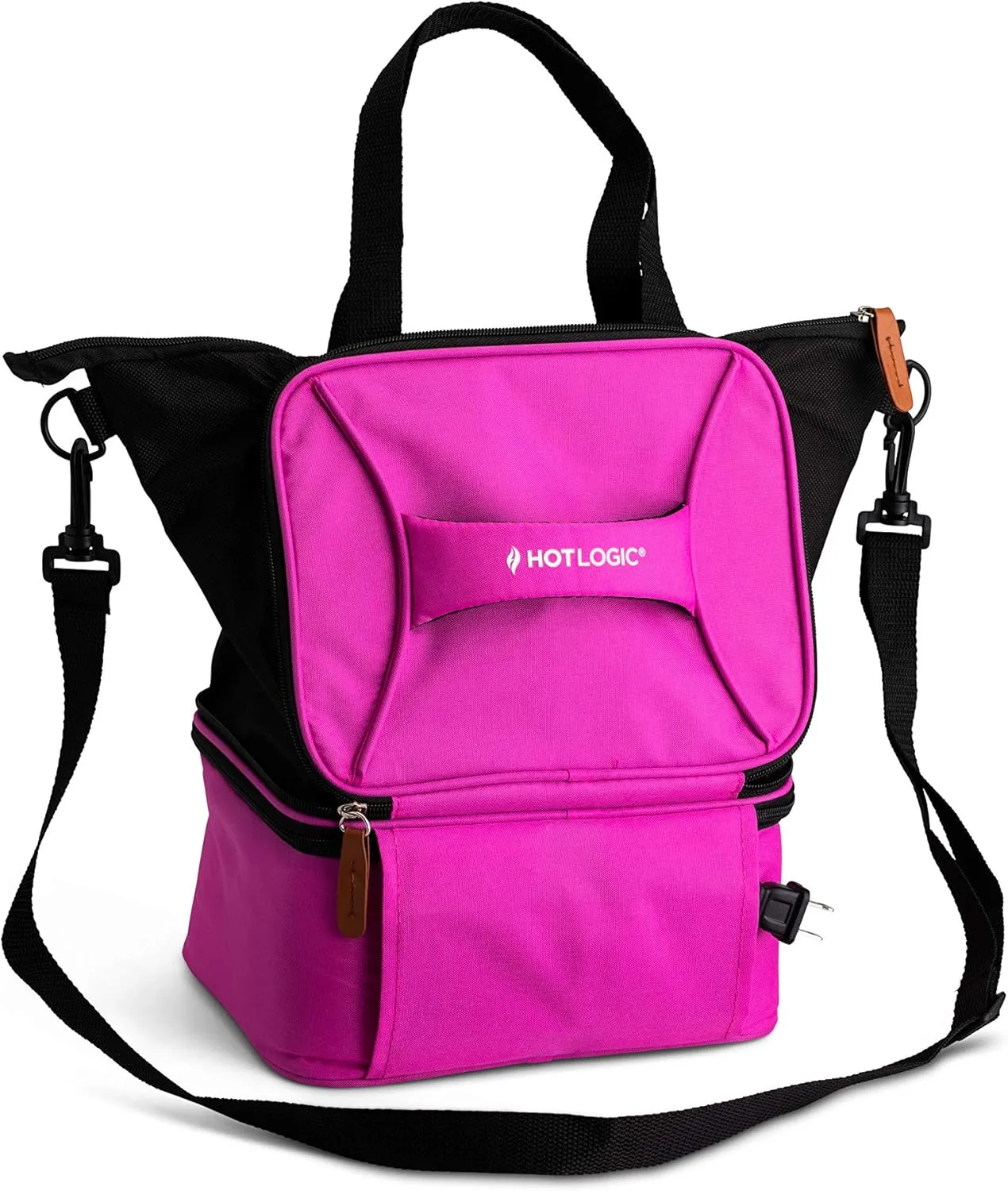HotLogic 16801172-PK Food Warming Tote Lunch Bag Plus 120V with Glass Dish, Pink