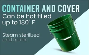 House Naturals 5 Gallon Food Grade BPA Free Container Dark Green Bucket with Screw On Black Lid